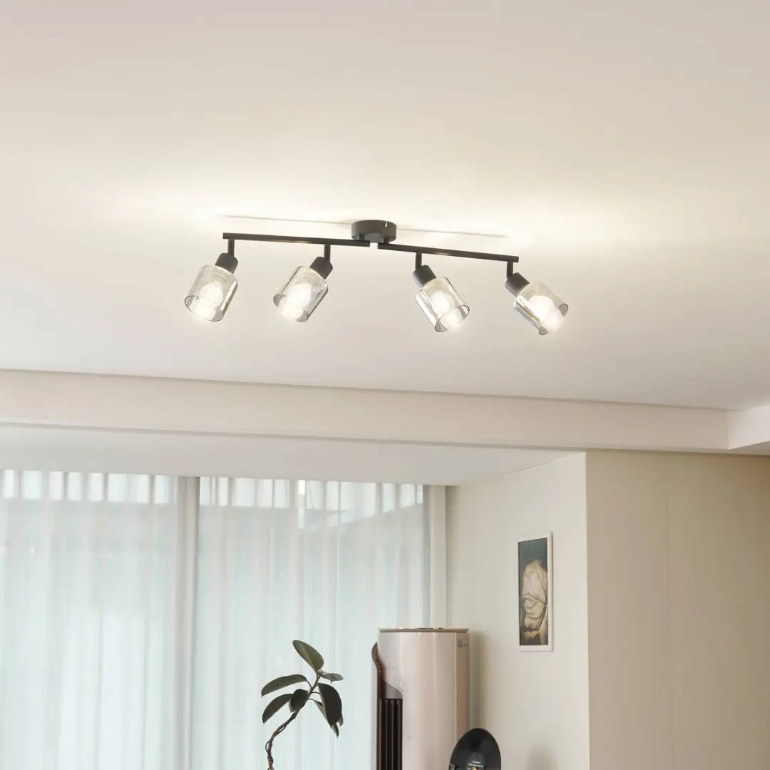 Lindby Buitenspot 4-Licht Glas - E14 - Rookgrijs/Zandzwart