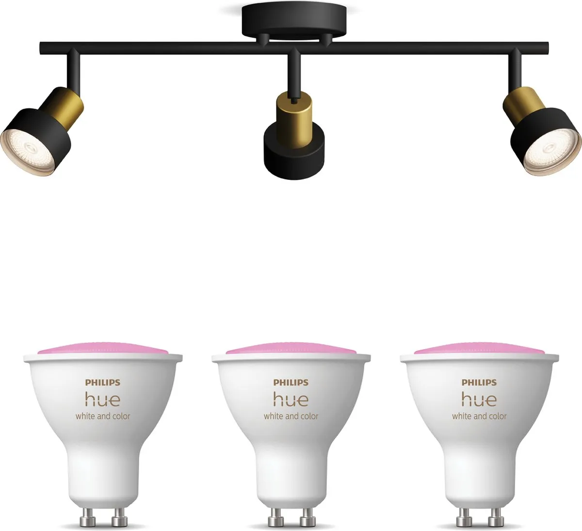Philips Hue Conduit Opbouwspot 3x GU10 RGBW - Zwart/Goud