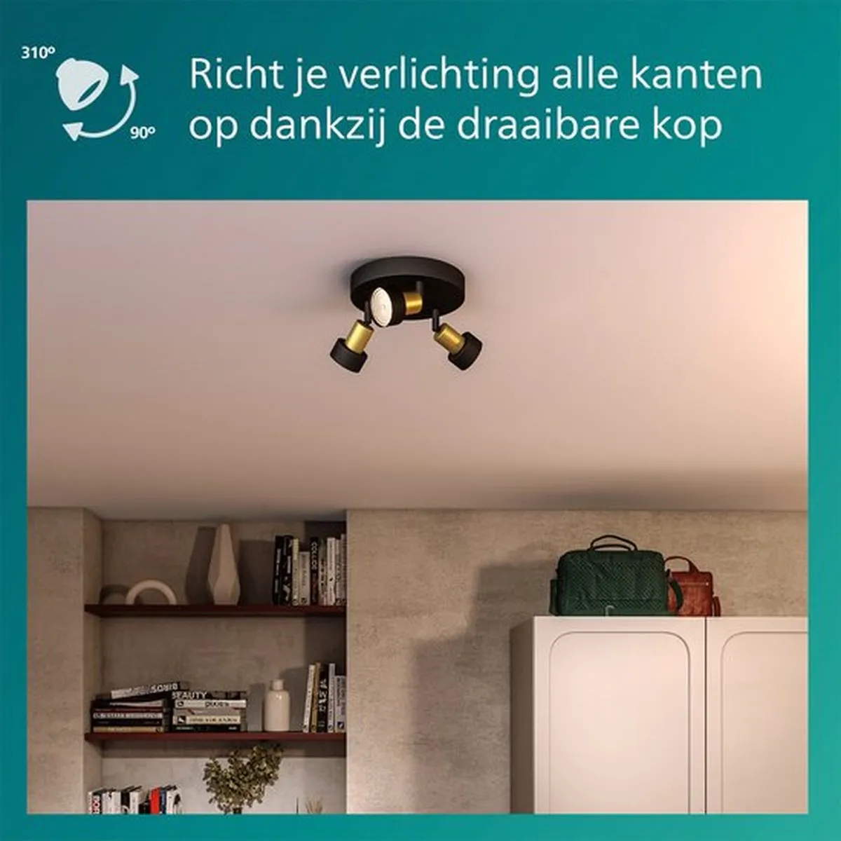 Philips Hue Conduit Opbouwspot 3x GU10 RGBW - Zwart/Goud