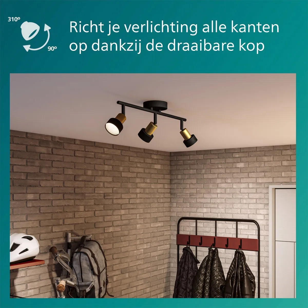 Philips Hue Conduit Opbouwspot 3x GU10 RGBW - Zwart/Goud