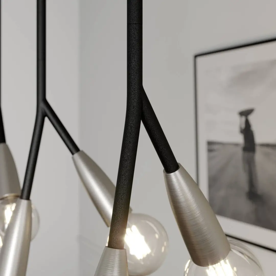 Lucande Hanglamp 8-lichts Metaal Aluminium - E27 - Zwart/Messing