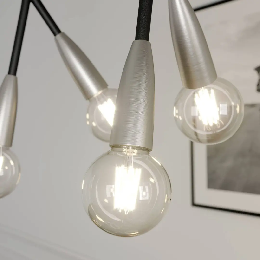 Lucande Hanglamp 8-lichts Metaal Aluminium - E27 - Zwart/Messing