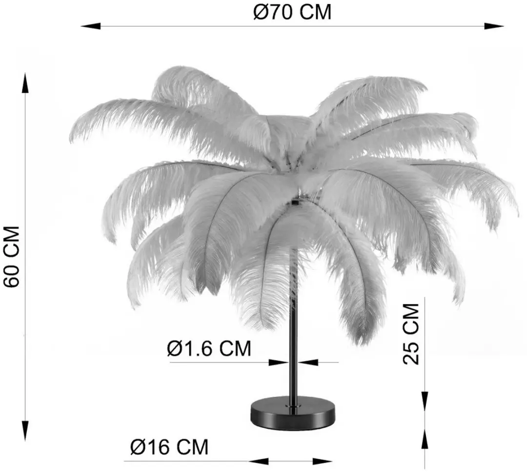 Kare Feather Palm Tafellamp - 35W - Rood