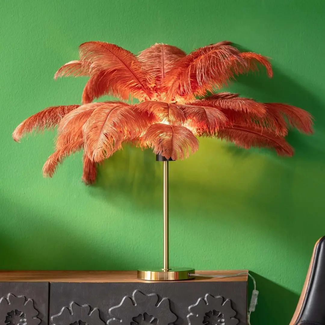 Kare Feather Palm Tafellamp - 35W - Rood