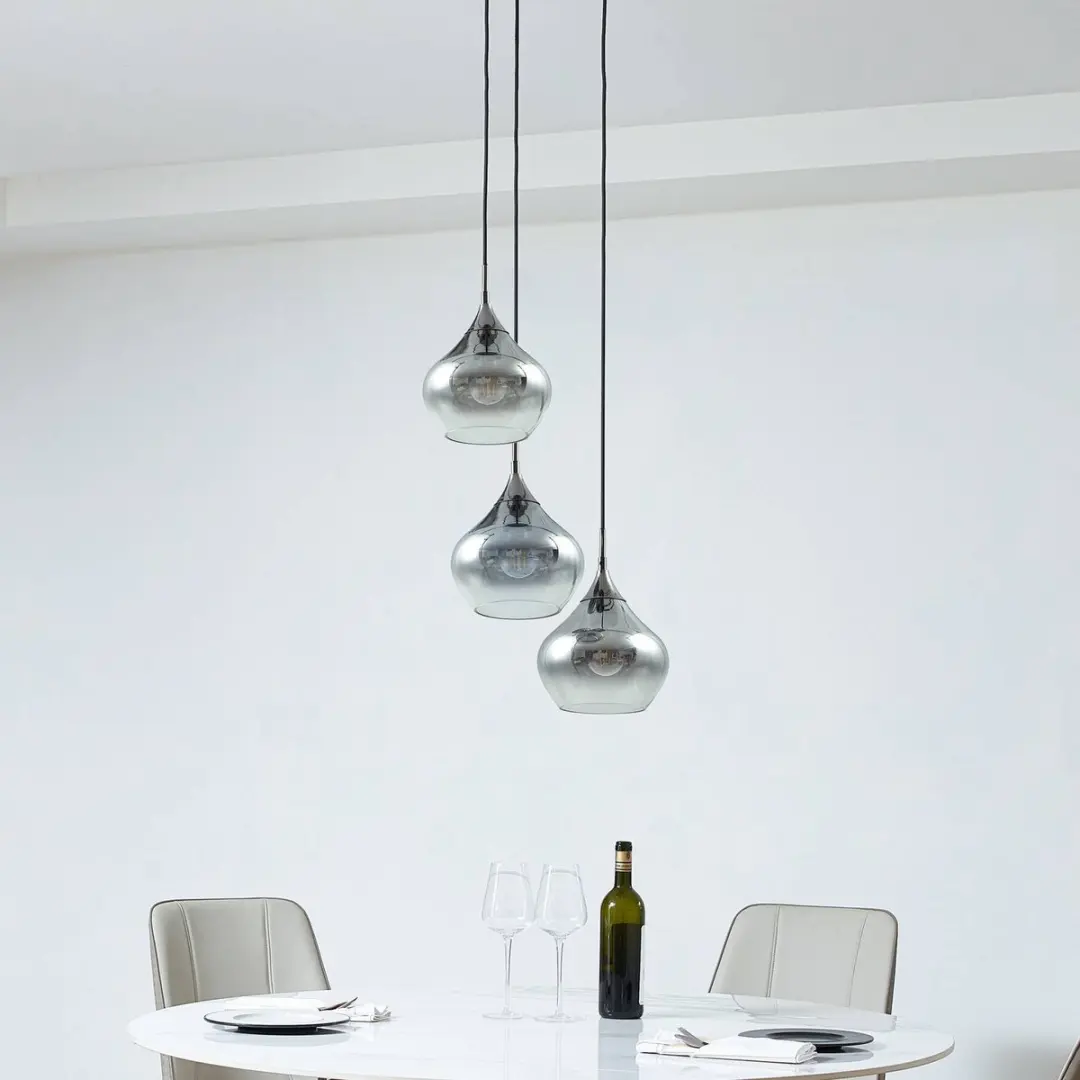 Lucande Hanglamp 3-Lichts - 20cm - Rookgrijs/Zwart