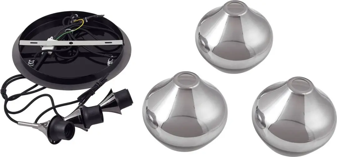 Lucande Hanglamp 3-Lichts - 20cm - Rookgrijs/Zwart