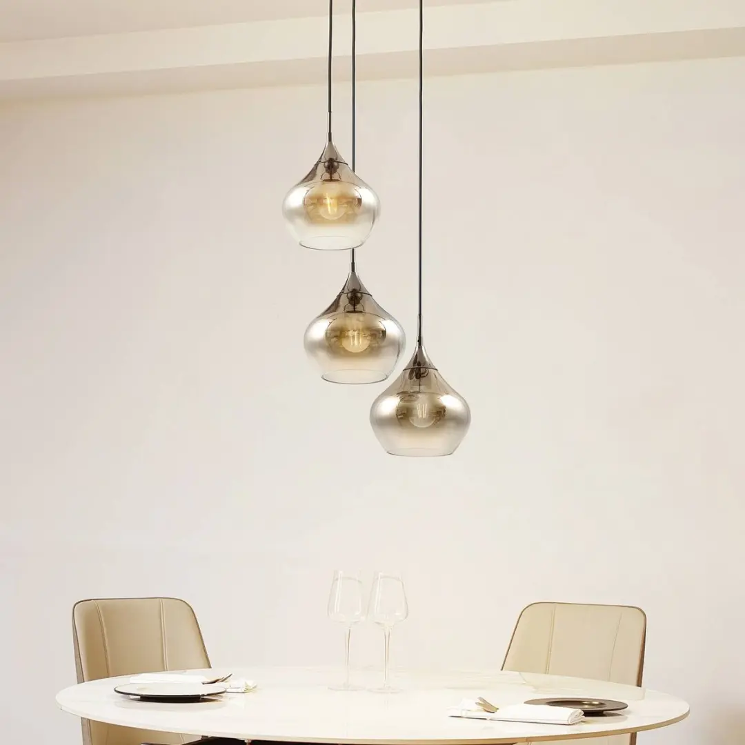Lucande Hanglamp 3-Lichts - 20cm - Rookgrijs/Zwart