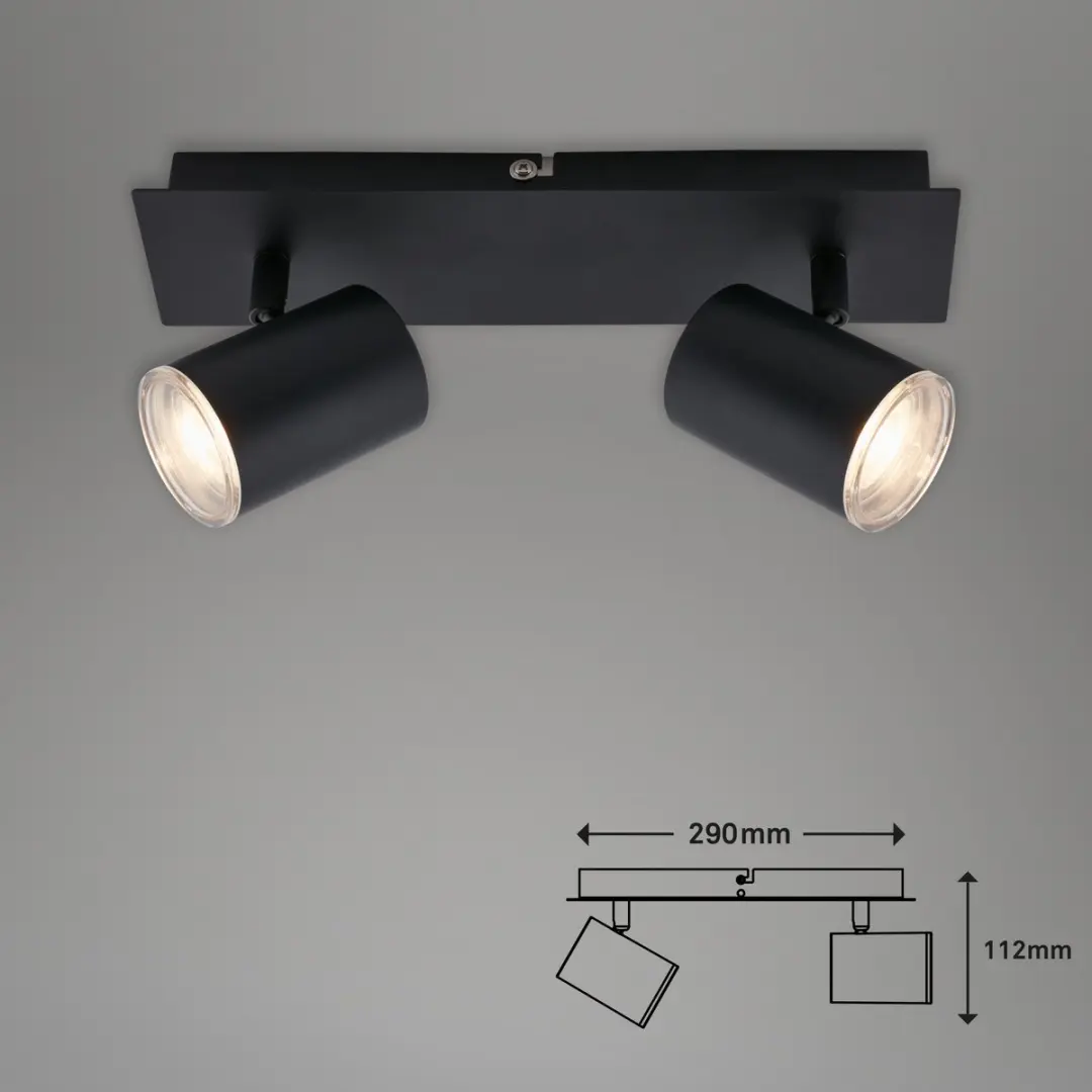 Briloner BANYO LED Spotlight IP44 2x GU10 - Zwart