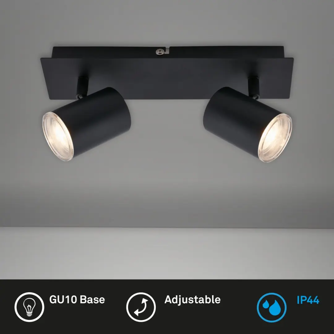 Briloner BANYO LED Spotlight IP44 2x GU10 - Zwart