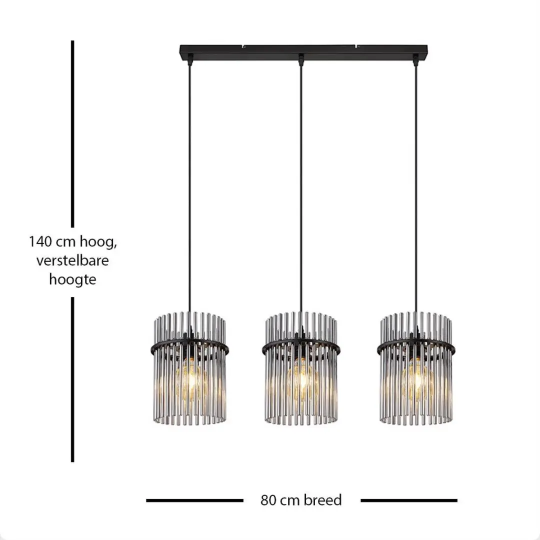 Globo Gorley Hanglamp - 3 Lichtpunten - Zwart - afbeelding 6 van 6