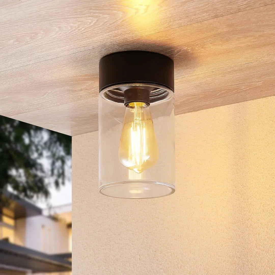 ARCCHIO Plafondlamp 1 Licht Aluminium Glas 20,5cm Zwart