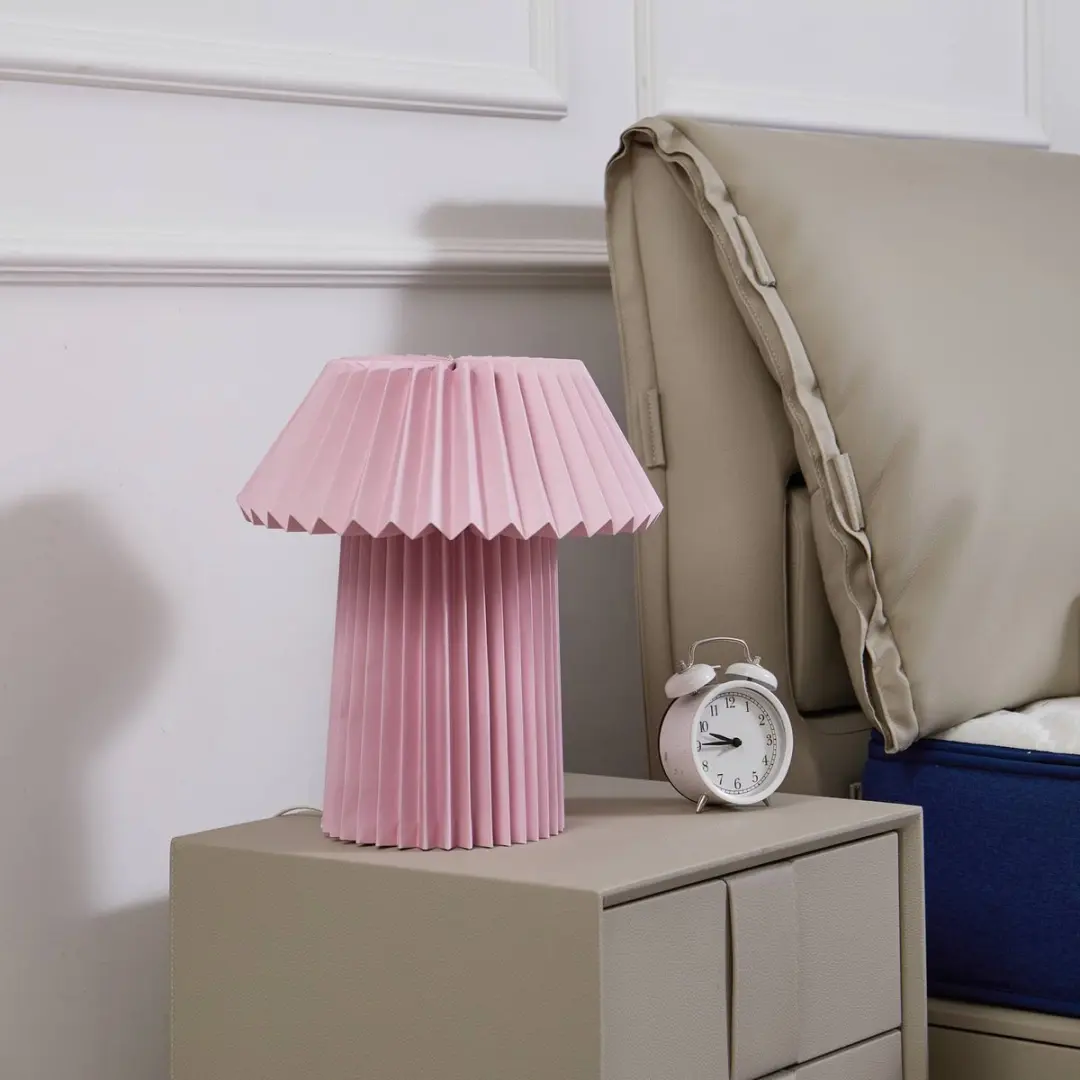 Lindby Tafellamp 1 Licht Papier - 37cm - E14 - Roze