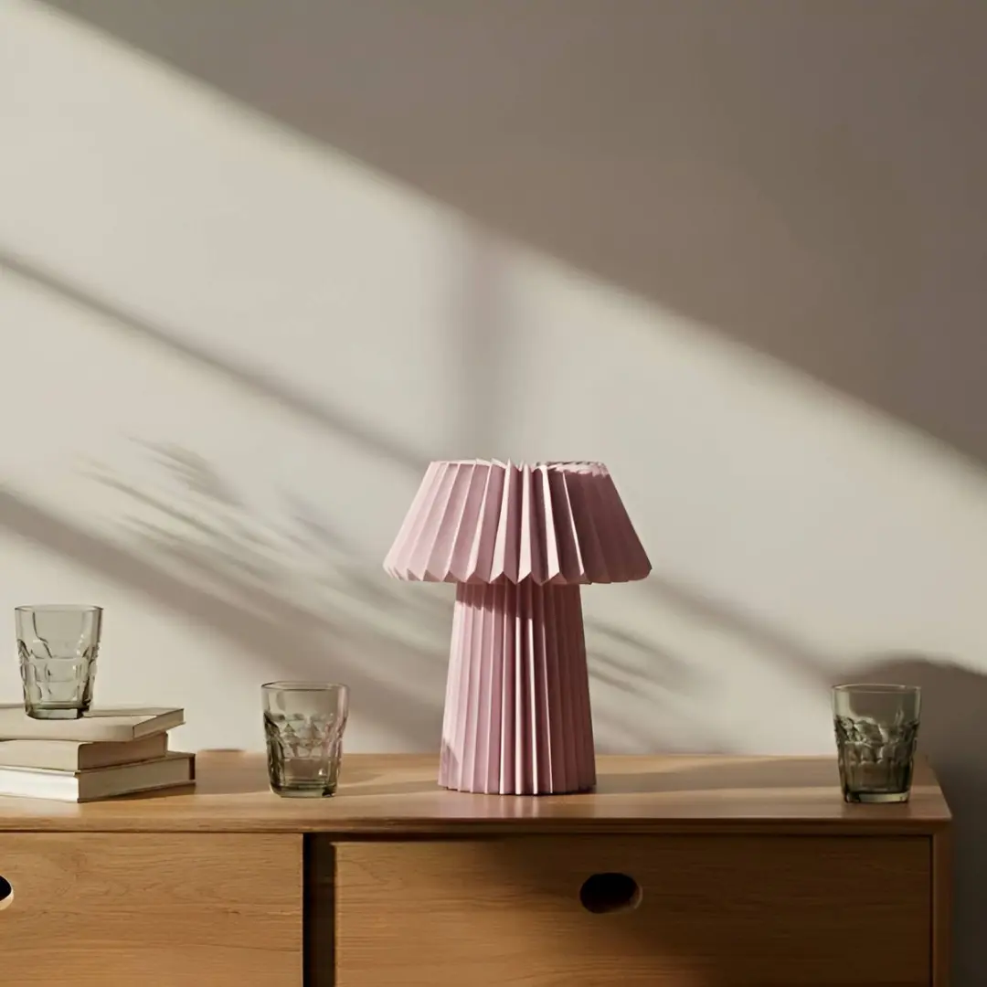 Lindby Tafellamp 1 Licht Papier - 37cm - E14 - Roze