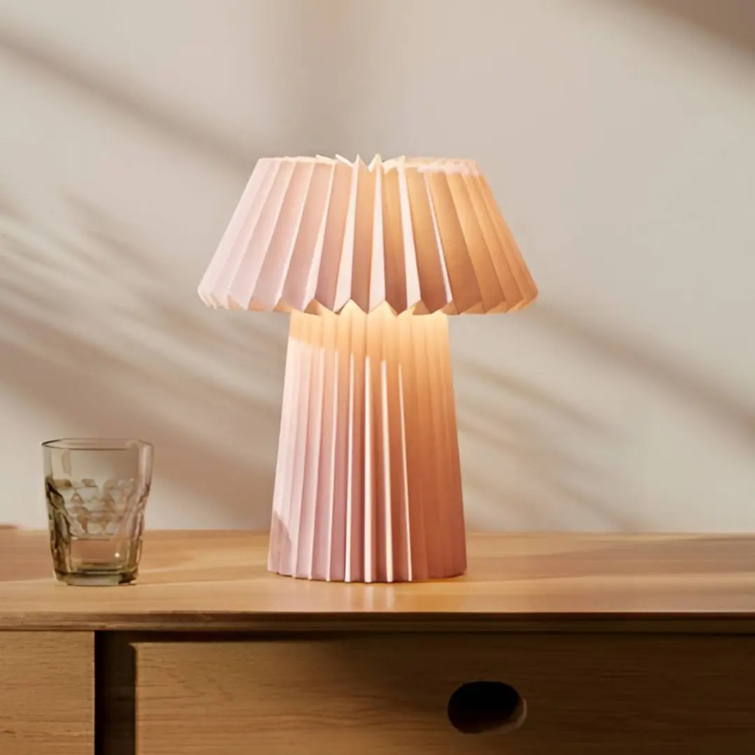 Lindby Tafellamp 1 Licht Papier - 37cm - E14 - Roze