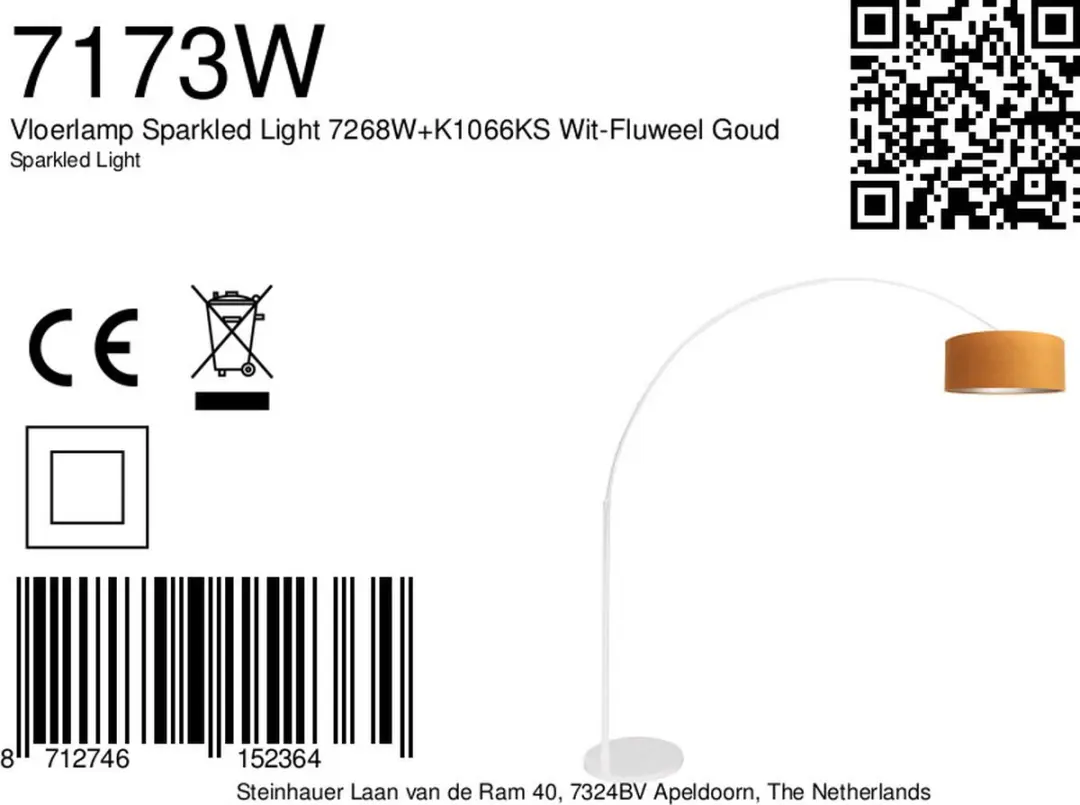 Steinhauer Sparkled Light 7173W Vloerlamp - Goud - 40W - 230cm - afbeelding 6 van 6