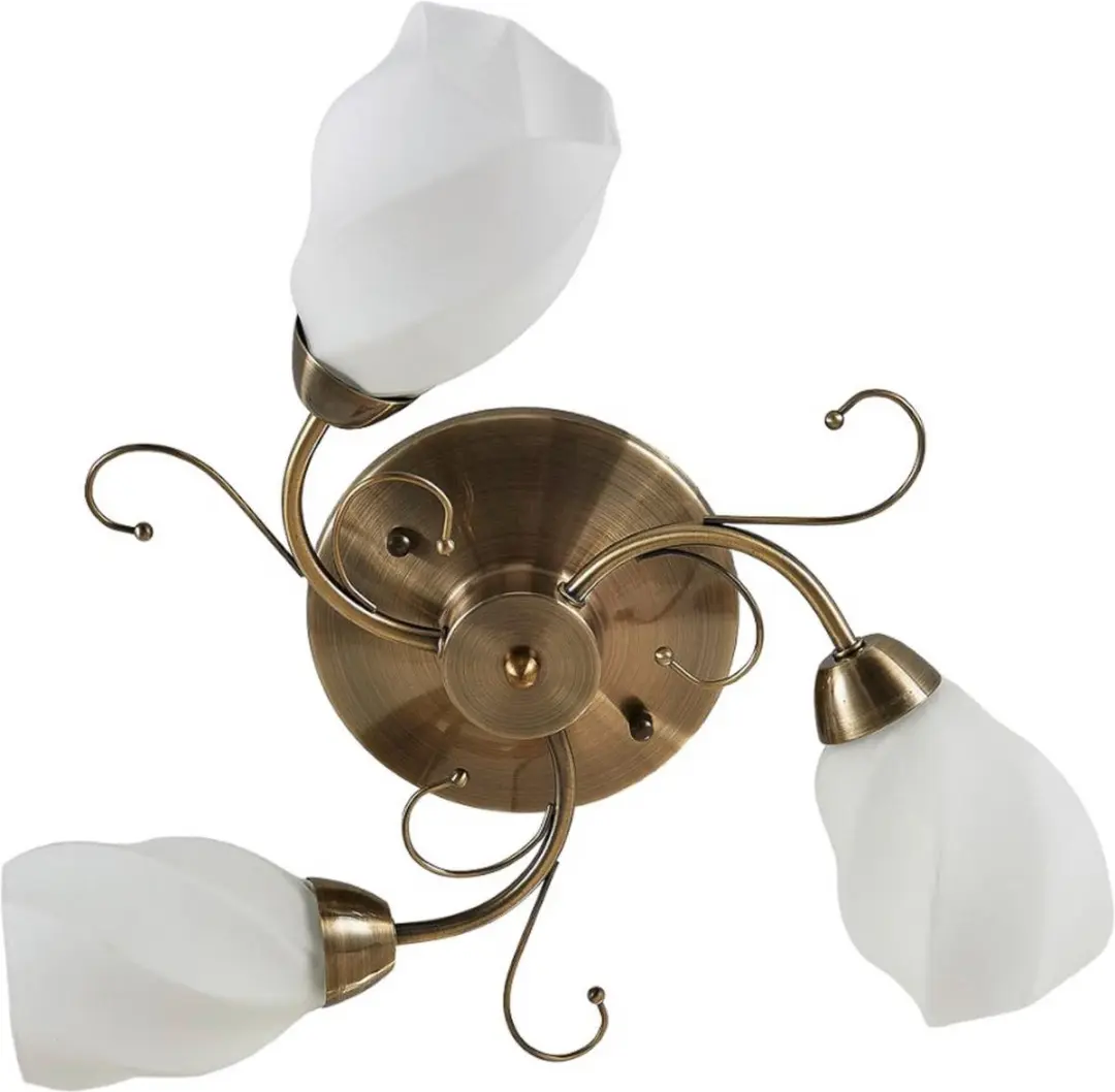 Lindby Plafondlamp 3-lichts H55cm - Wit/Klassiek messing