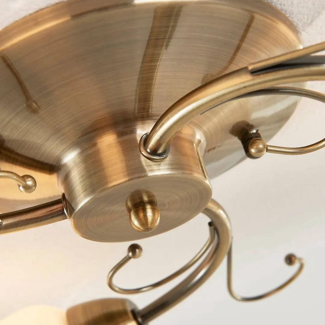 Lindby Plafondlamp 3-lichts H55cm - Wit/Klassiek messing