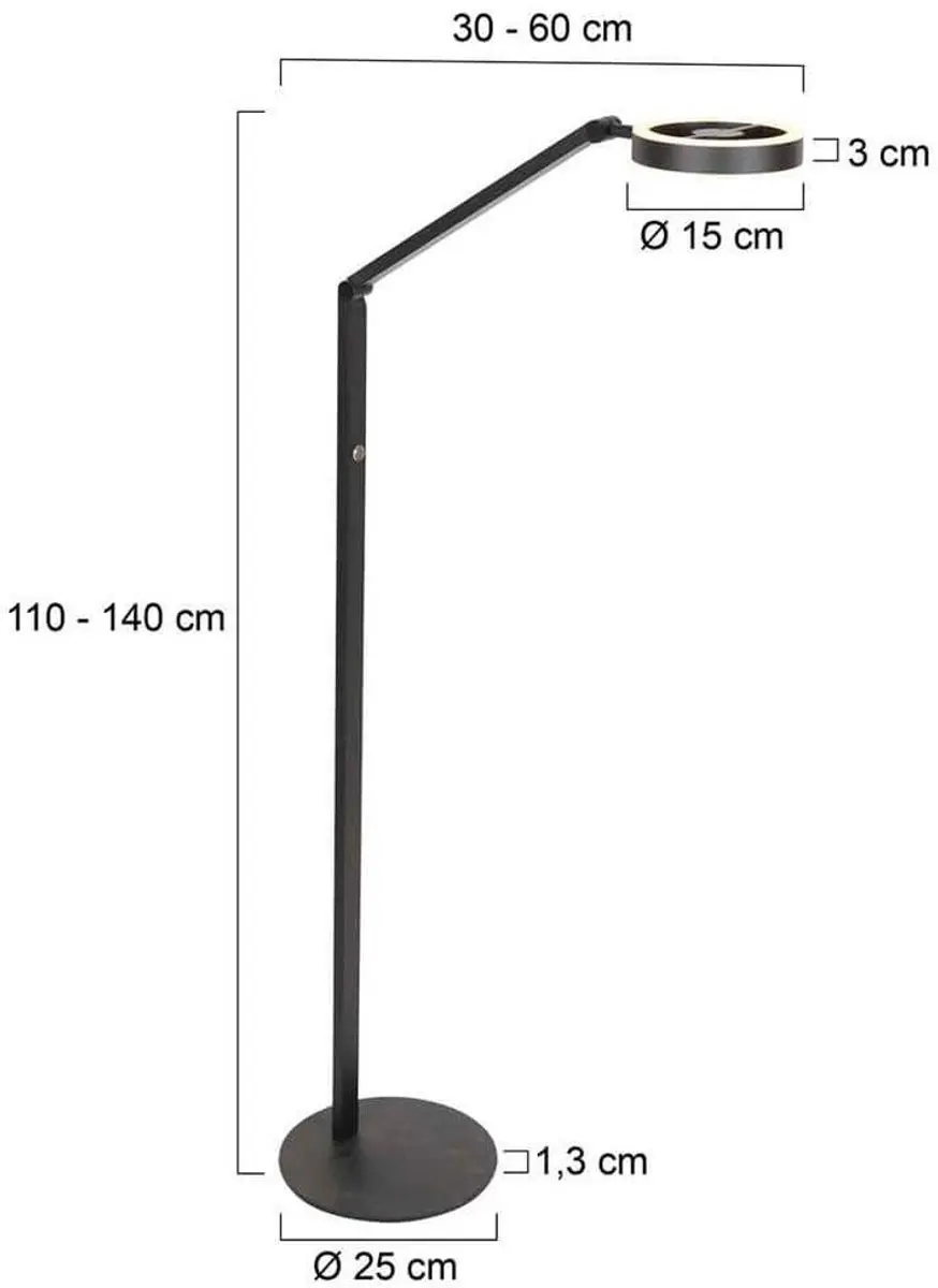 Steinhauer Ringlux 4138ZW Vloerlamp - 2x5W 2700K Zwart - afbeelding 6 van 6