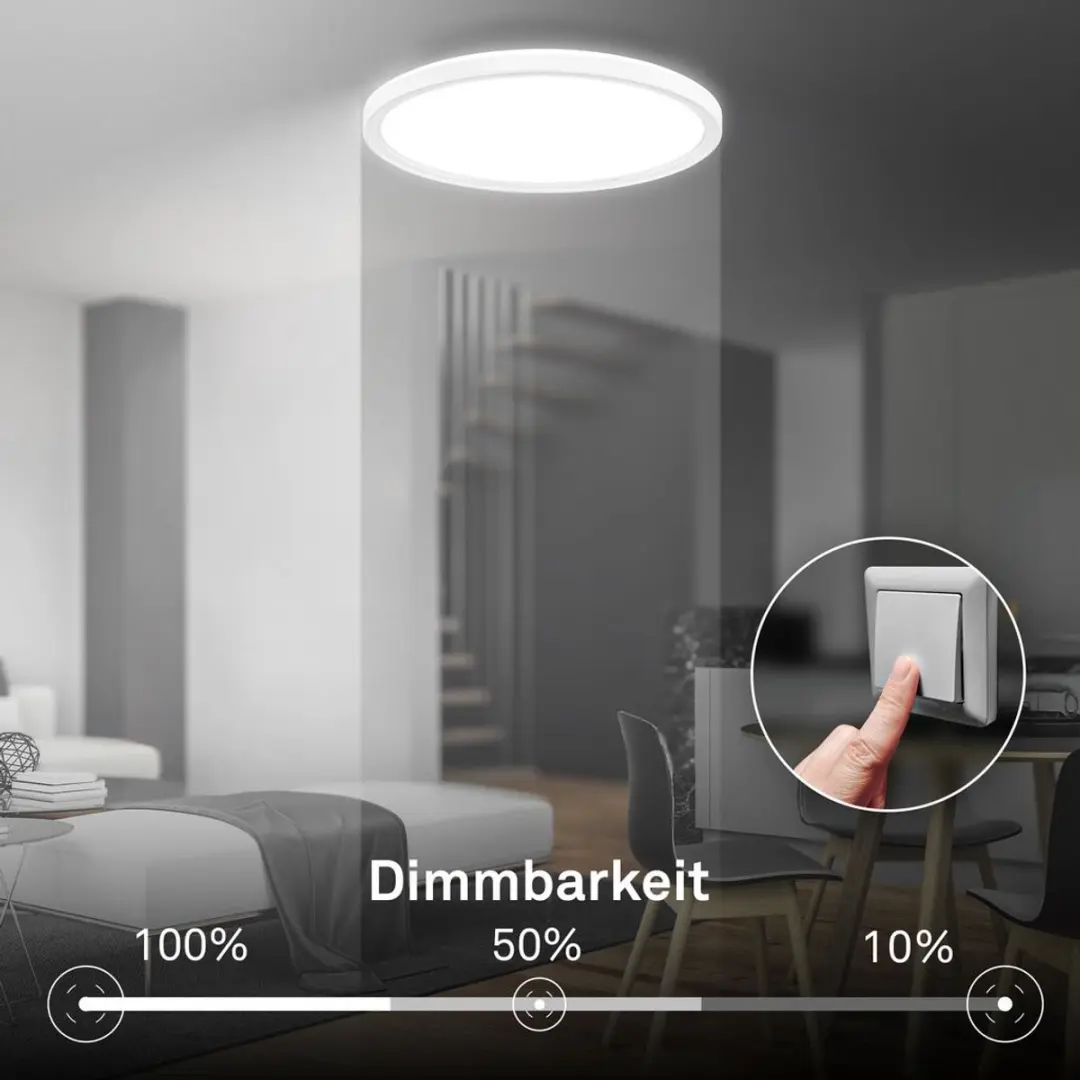Briloner Slim Plafondlamp - 4.000K - Ø29cm - Wit