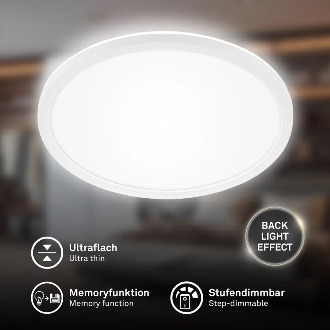 Briloner Slim Plafondlamp - 4.000K - Ø29cm - Wit