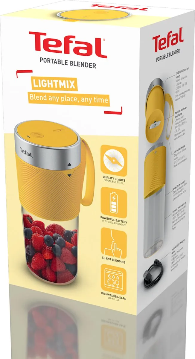 Tefal Lightmix BL1C04 Blender To Go - 300W - Geel - afbeelding 6 van 6