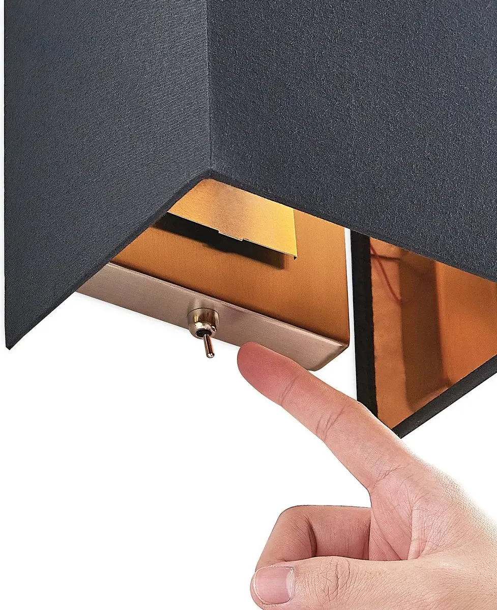 Lindby Wandlamp 1 Licht - Nikkel Satijn/Zwart/Goud