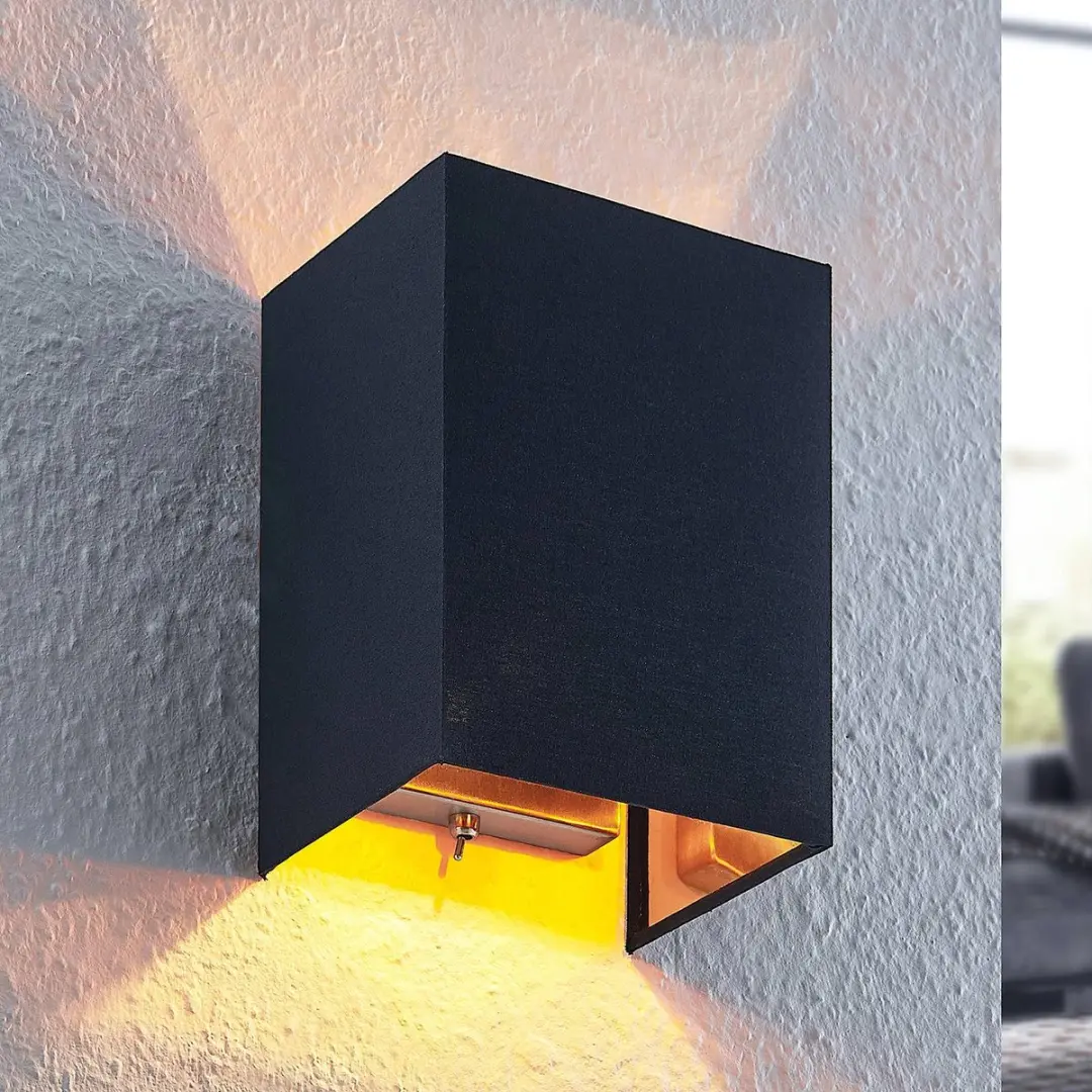 Lindby Wandlamp 1 Licht - Nikkel Satijn/Zwart/Goud