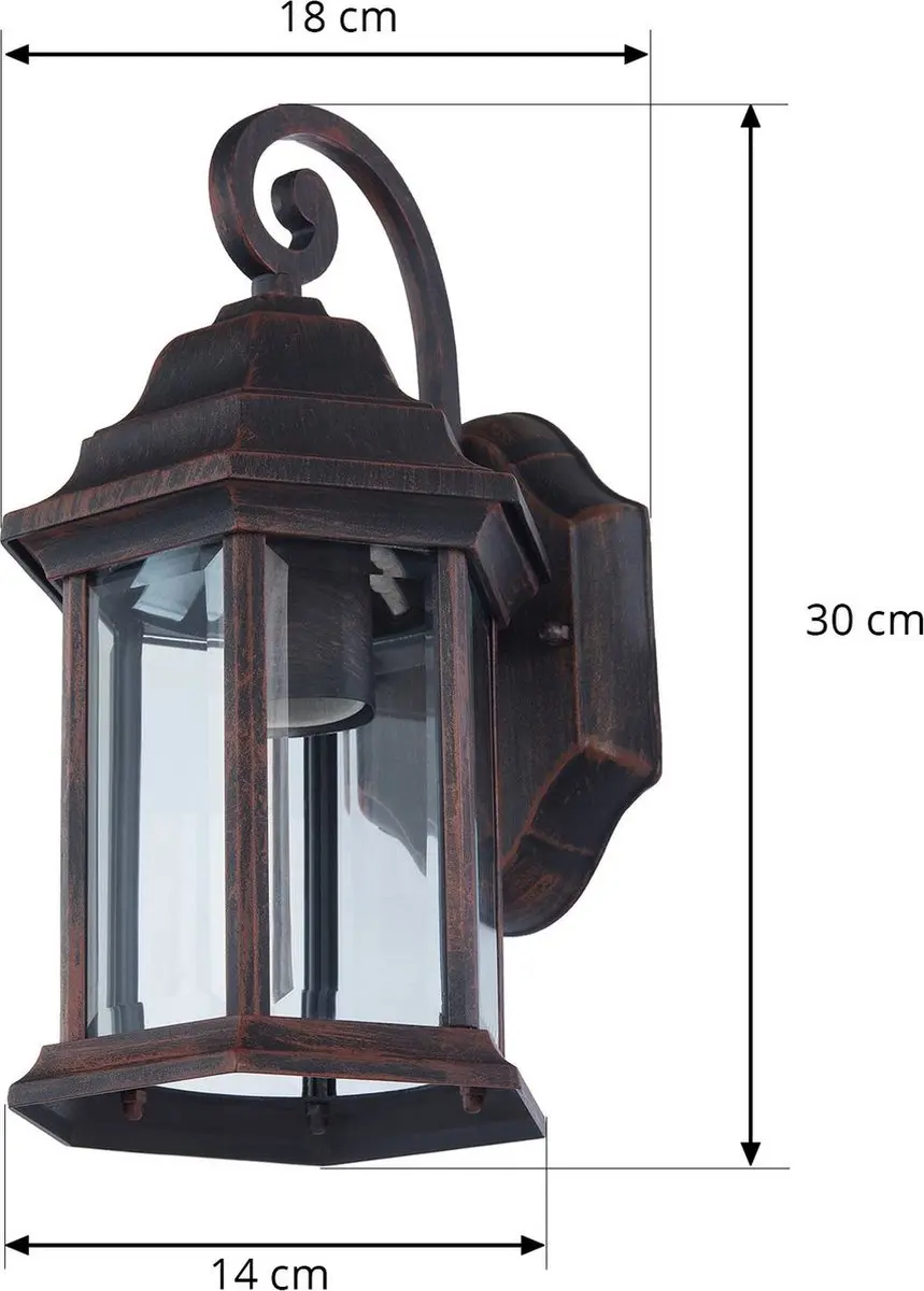 Lindby Wandlamp Buiten Aluminium Glas 30.5cm E27 Roest
