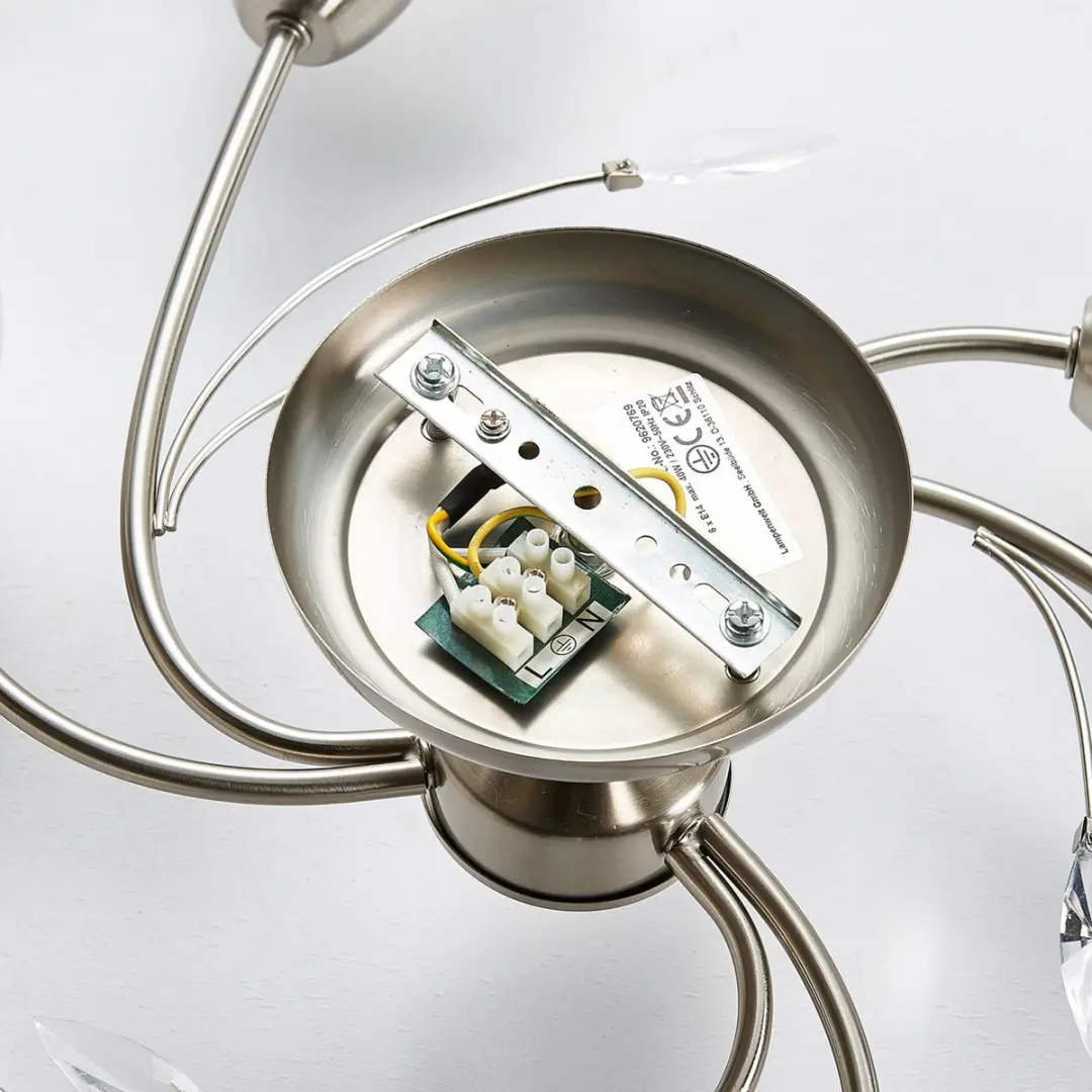 Lindby Plafondlamp 6 Lichtpunten 64cm - E14 - Wit/Mat Nikkel