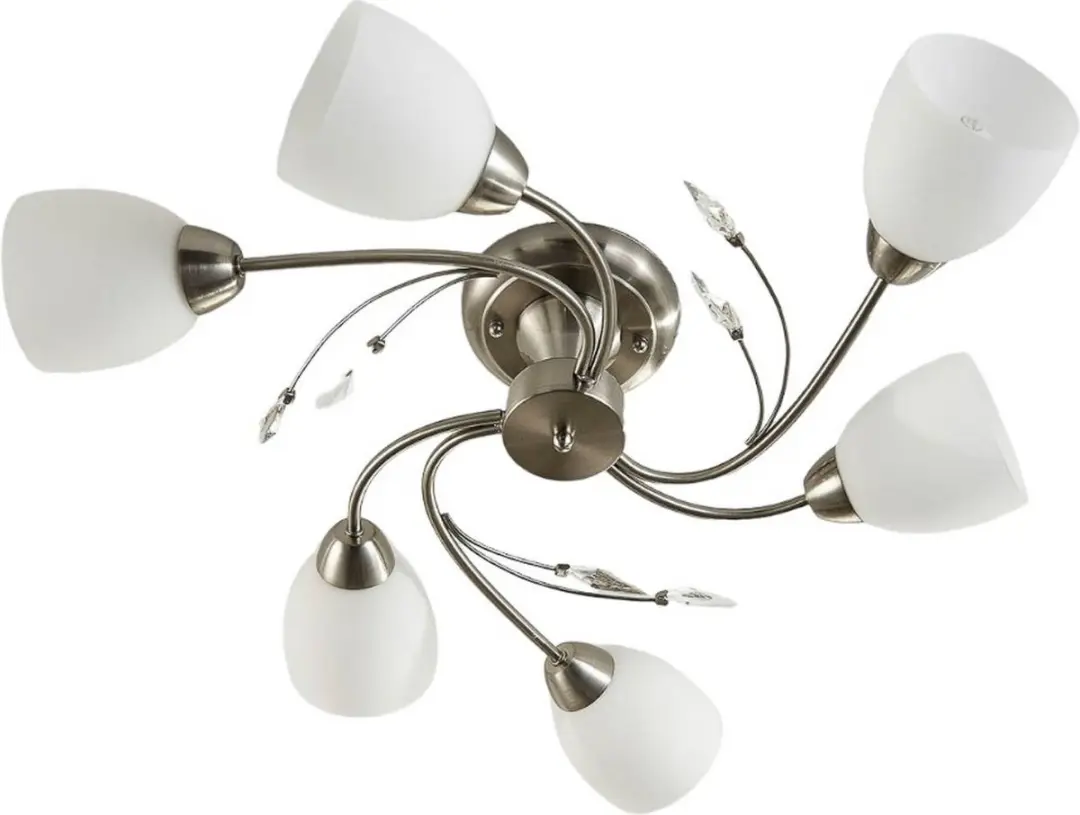 Lindby Plafondlamp 6 Lichtpunten 64cm - E14 - Wit/Mat Nikkel