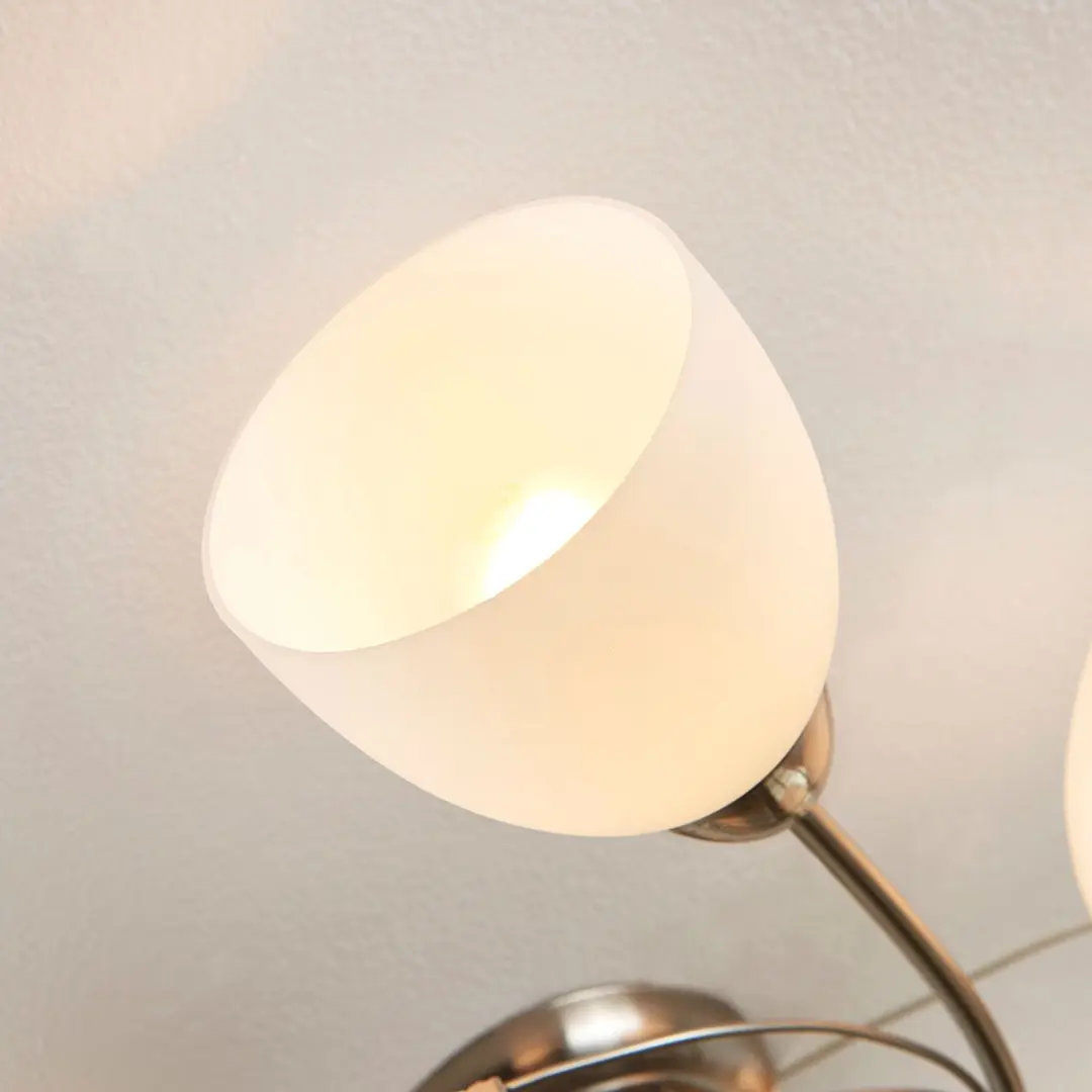 Lindby Plafondlamp 6 Lichtpunten 64cm - E14 - Wit/Mat Nikkel
