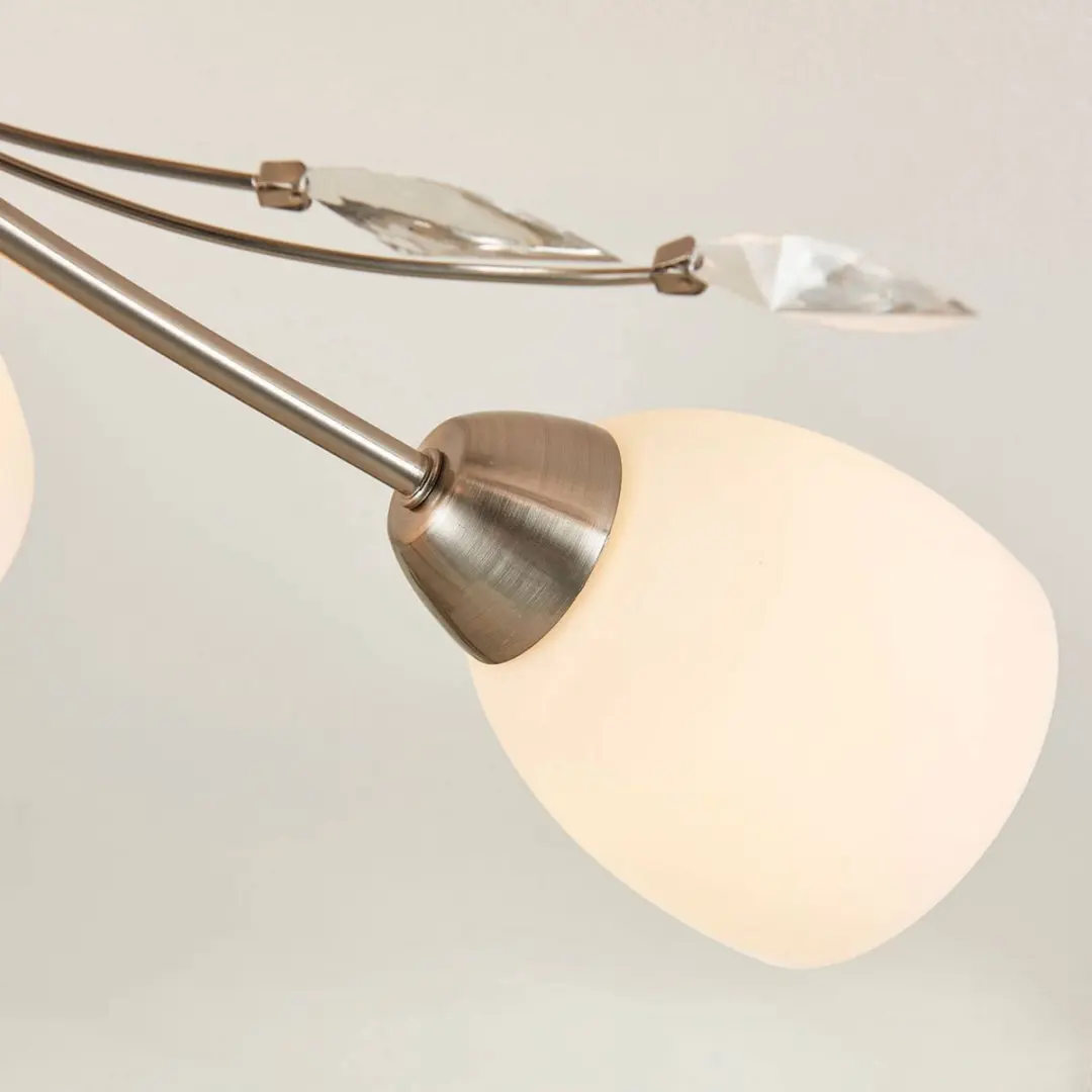 Lindby Plafondlamp 6 Lichtpunten 64cm - E14 - Wit/Mat Nikkel