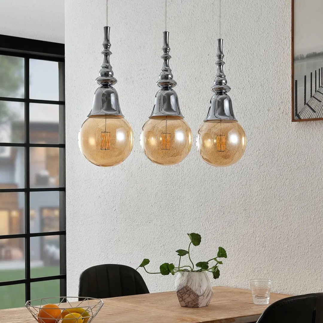 Lucande Hanglamp 3-Lichts E27 - Chroom