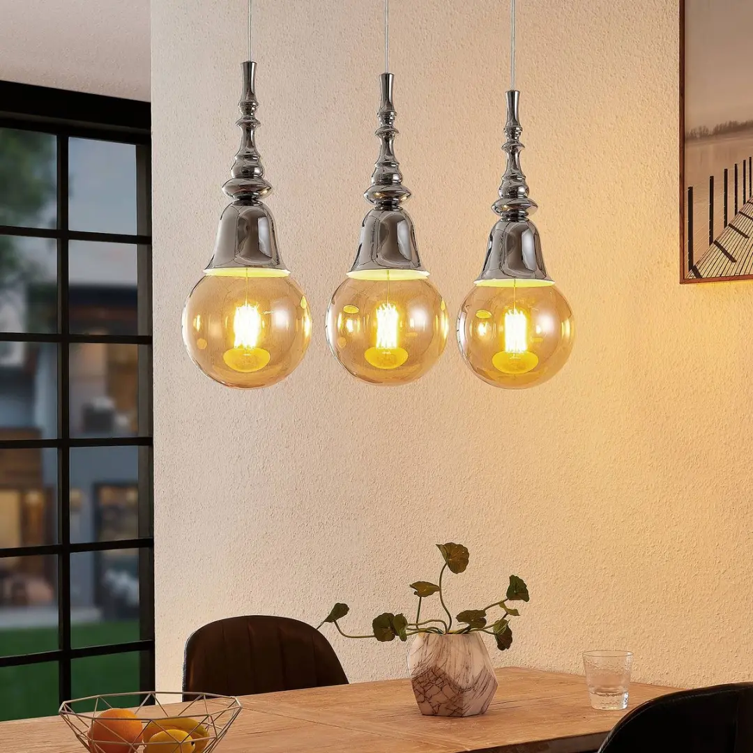 Lucande Hanglamp 3-Lichts E27 - Chroom