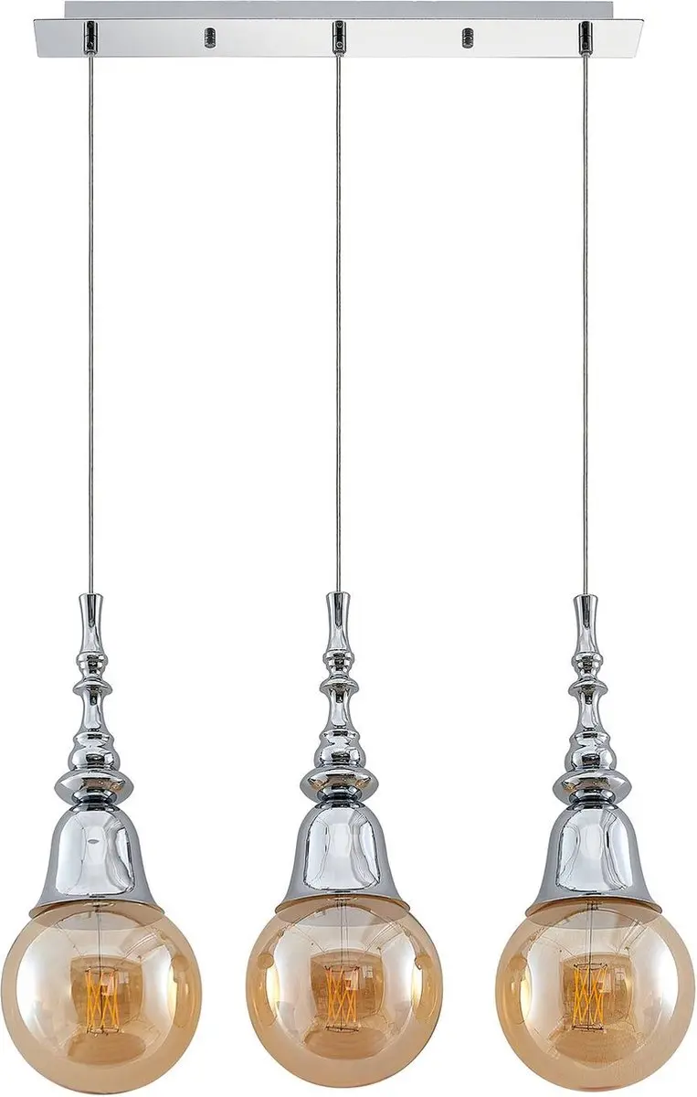 Lucande Hanglamp 3-Lichts E27 - Chroom