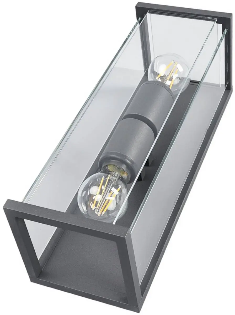 Lucande Wandlamp Buiten 2-Lichts Aluminium Glas 40cm - Antraciet