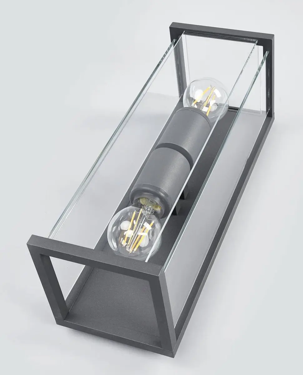 Lucande Wandlamp Buiten 2-Lichts Aluminium Glas 40cm