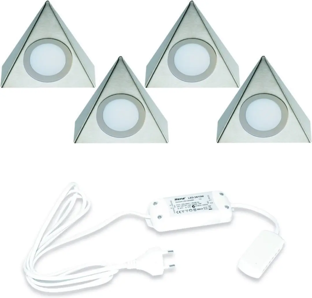 Hera Delta LED Set 4 Spots 24V 15W RVS Mat Warm Wit 3000K