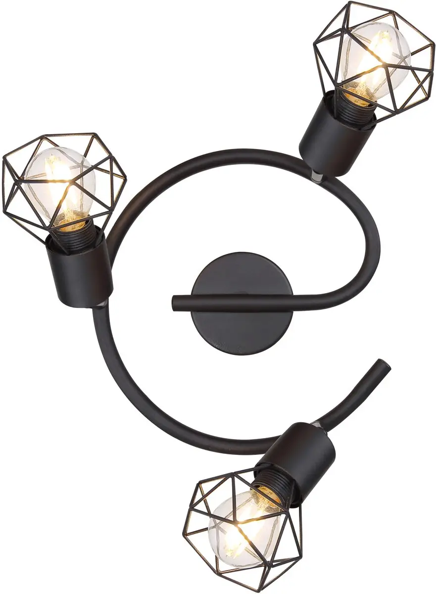 Globo Plafondlamp Spotrondell Kooi 3x E14 - 230cm Zwart