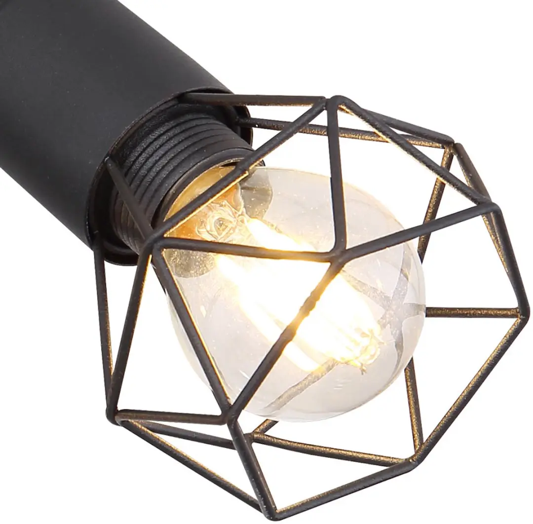 Globo Plafondlamp Spotrondell Kooi 3x E14 - 230cm Zwart - afbeelding 6 van 6