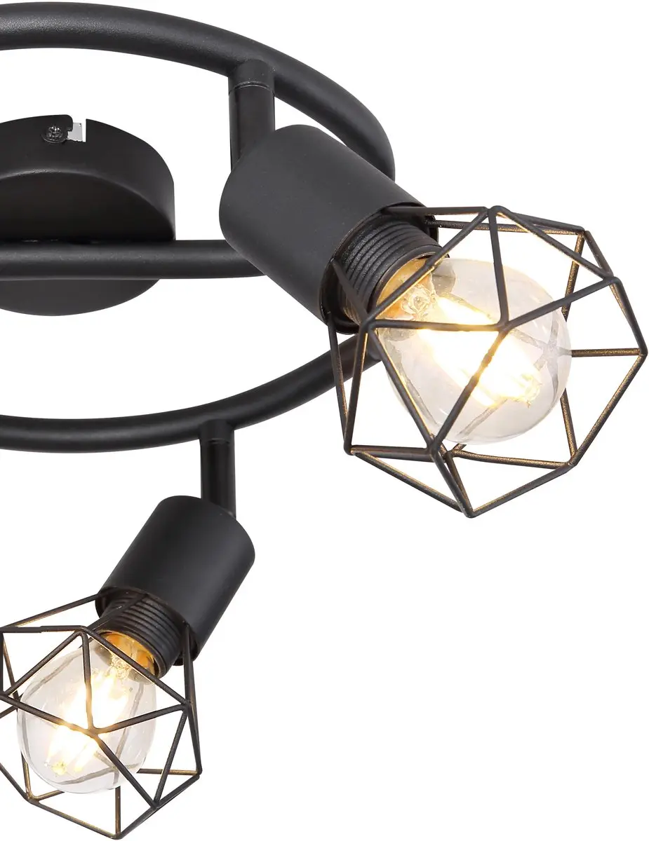Globo Plafondlamp Spotrondell Kooi 3x E14 - 230cm Zwart