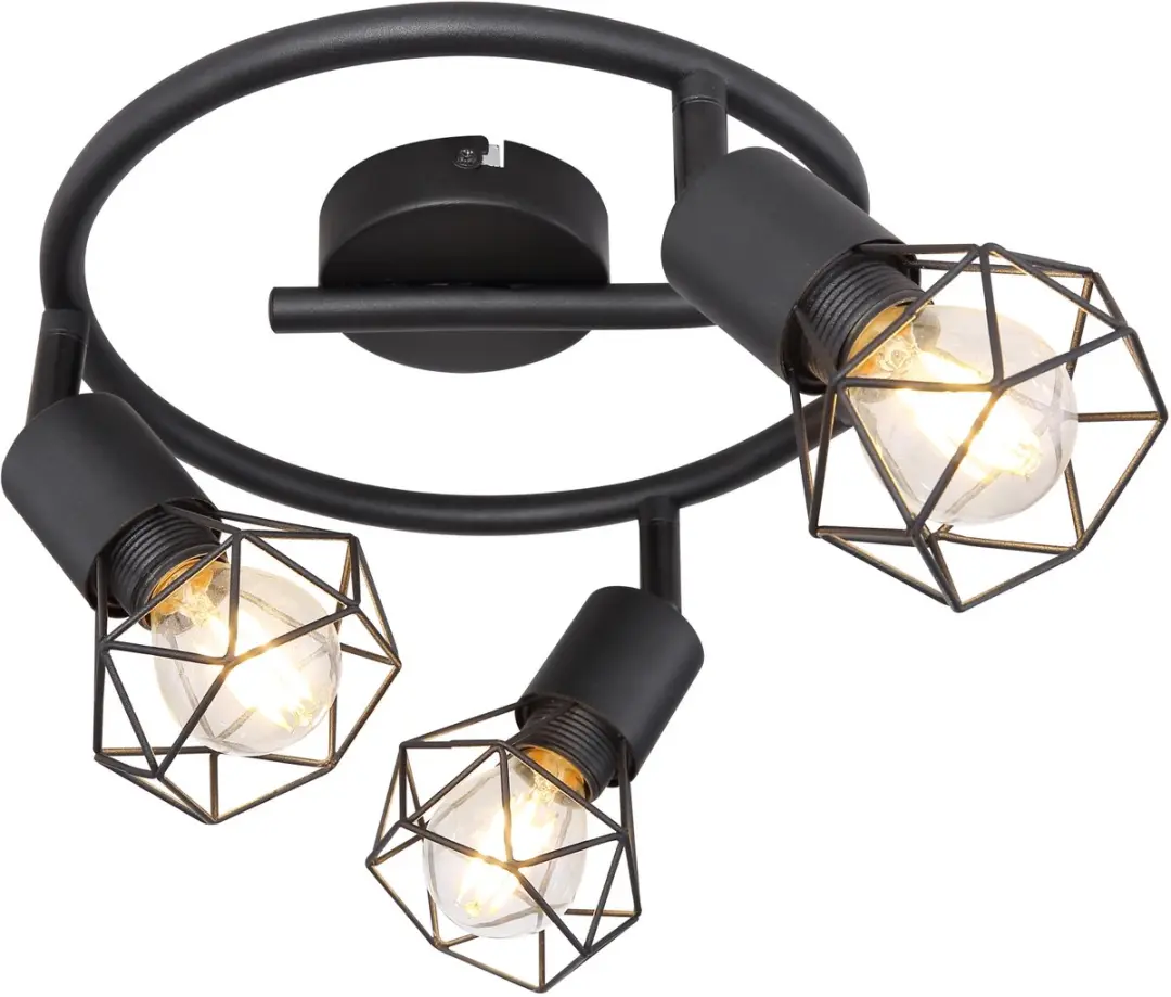 Globo Plafondlamp Spotrondell Kooi 3x E14 - 230cm Zwart