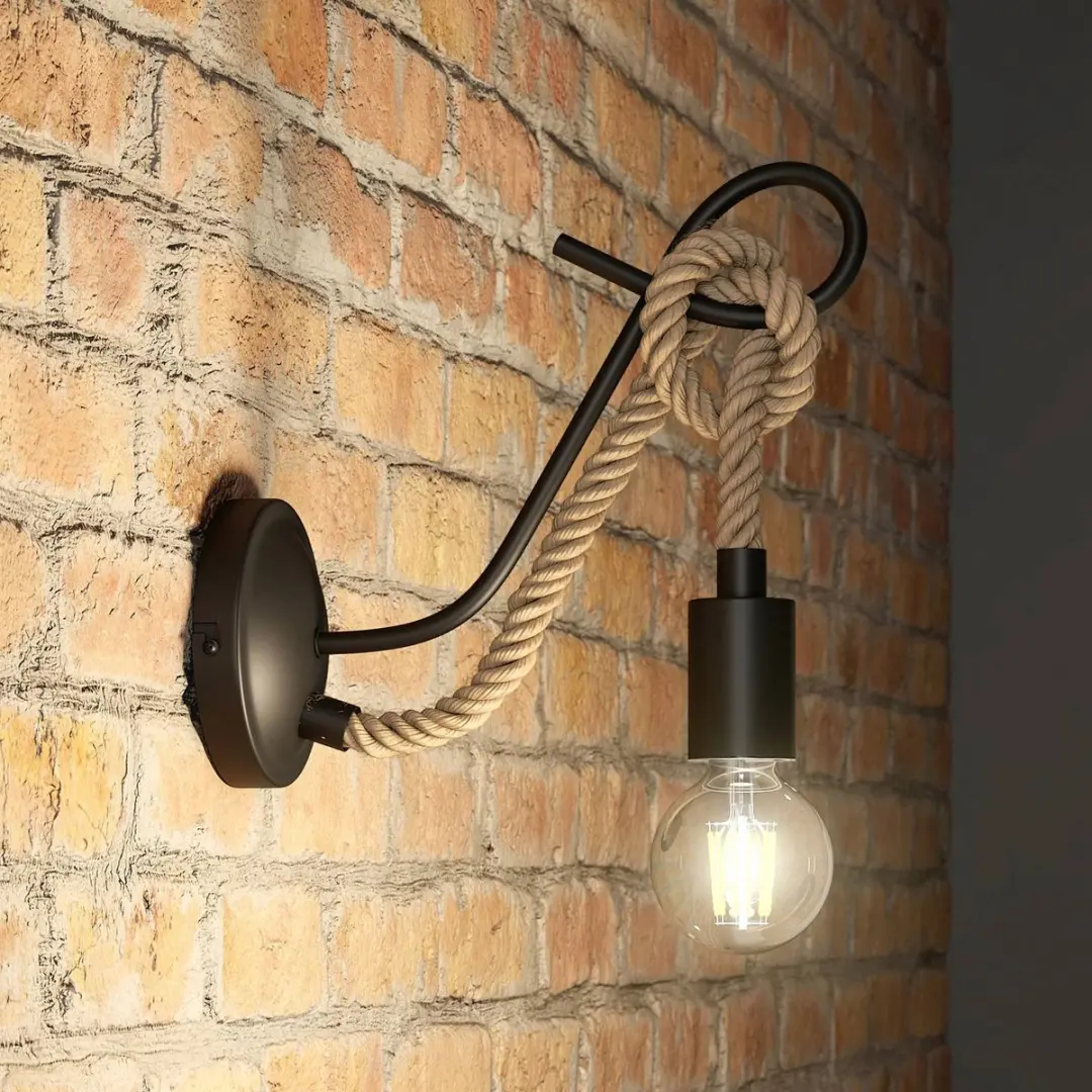 Lucande Wandlamp IJzer 25.5cm - E27 - Zwart/Lichtbruin
