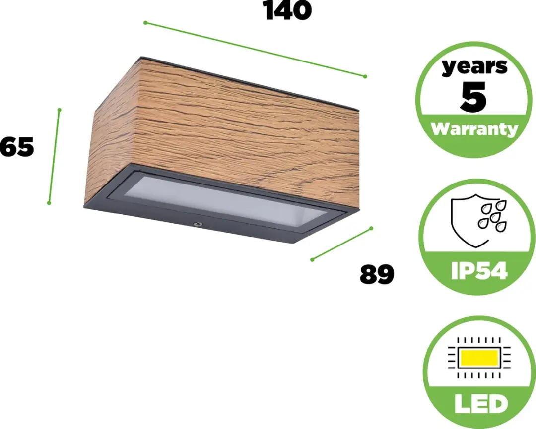 LUTEC Gemini LED Wandlamp 700Lm 4000K - Bruin