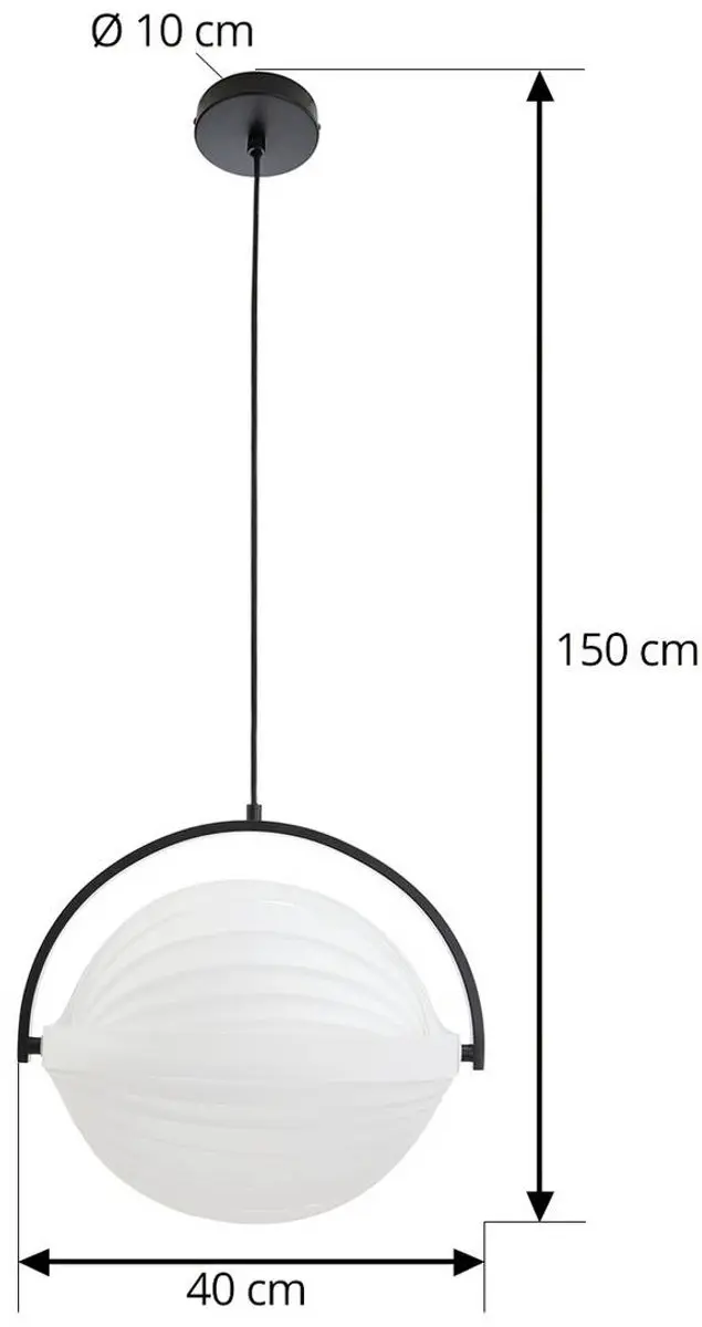 Lucande Hanglamp 1 Licht Polypropyleen 36cm - Wit/Zwart