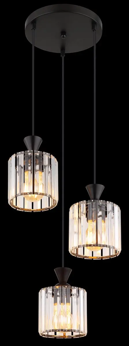 Globo Jordana Hanglamp - 3 Lichtpunten - Ø32cm - Zwart