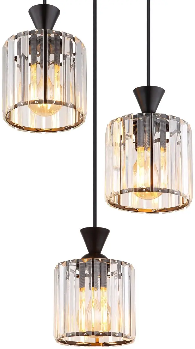 Globo Jordana Hanglamp - 3 Lichtpunten - Ø32cm - Zwart
