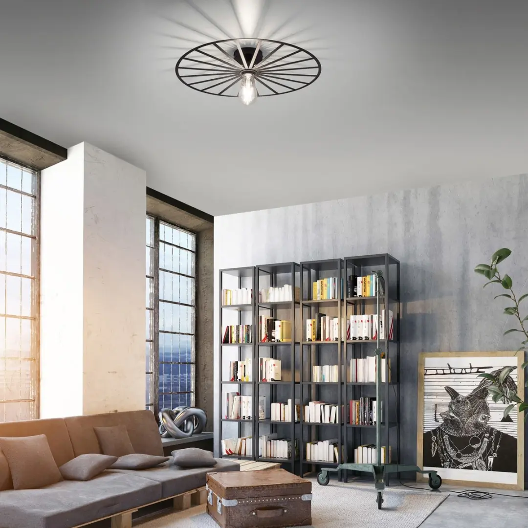Paul Neuhaus Isabella Plafondlamp Ø50cm - Zwart - afbeelding 6 van 6