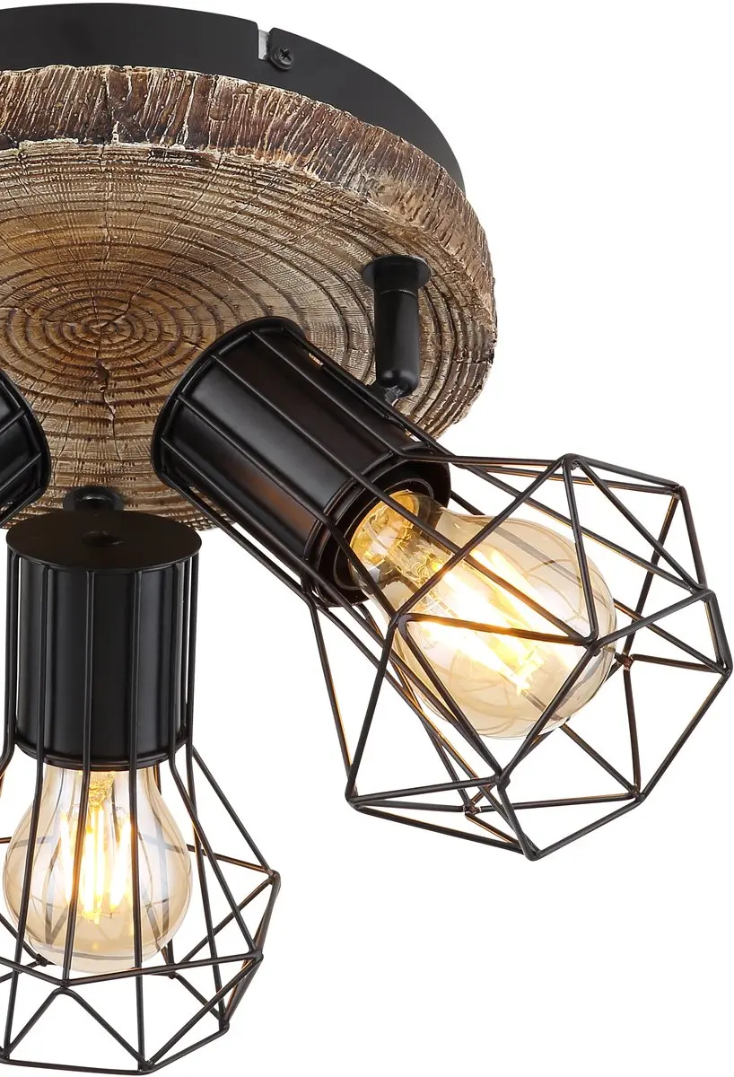 Globo Priska Opbouwspots 3x E27 78cm - Hout