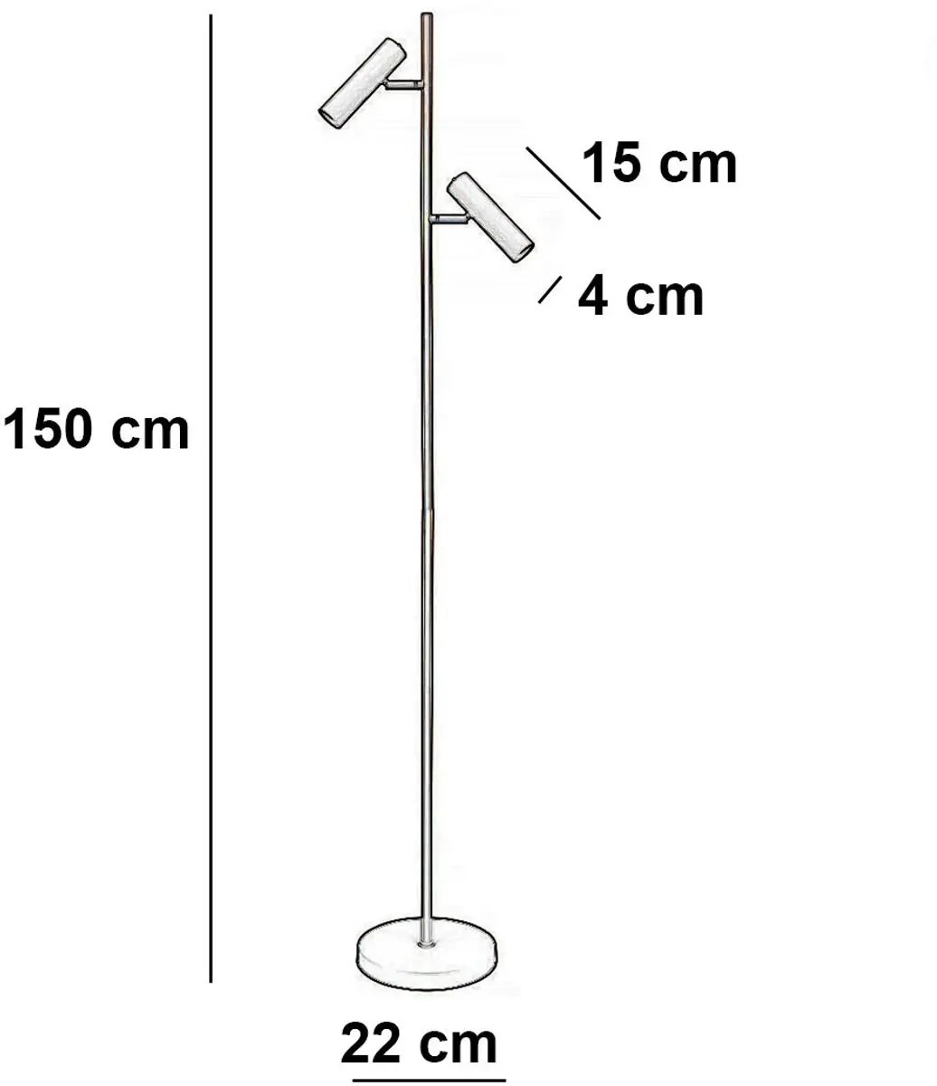 Freelight Undici Vloerlamp 2 Lichtpunten 150cm - Zwart